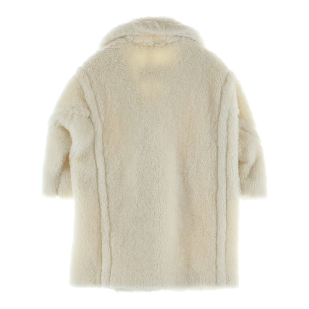 Max Mara(マックスマーラ) テディベア シルク混 アルパカウール ボア ダブルブレスト コート ホワイト レディース