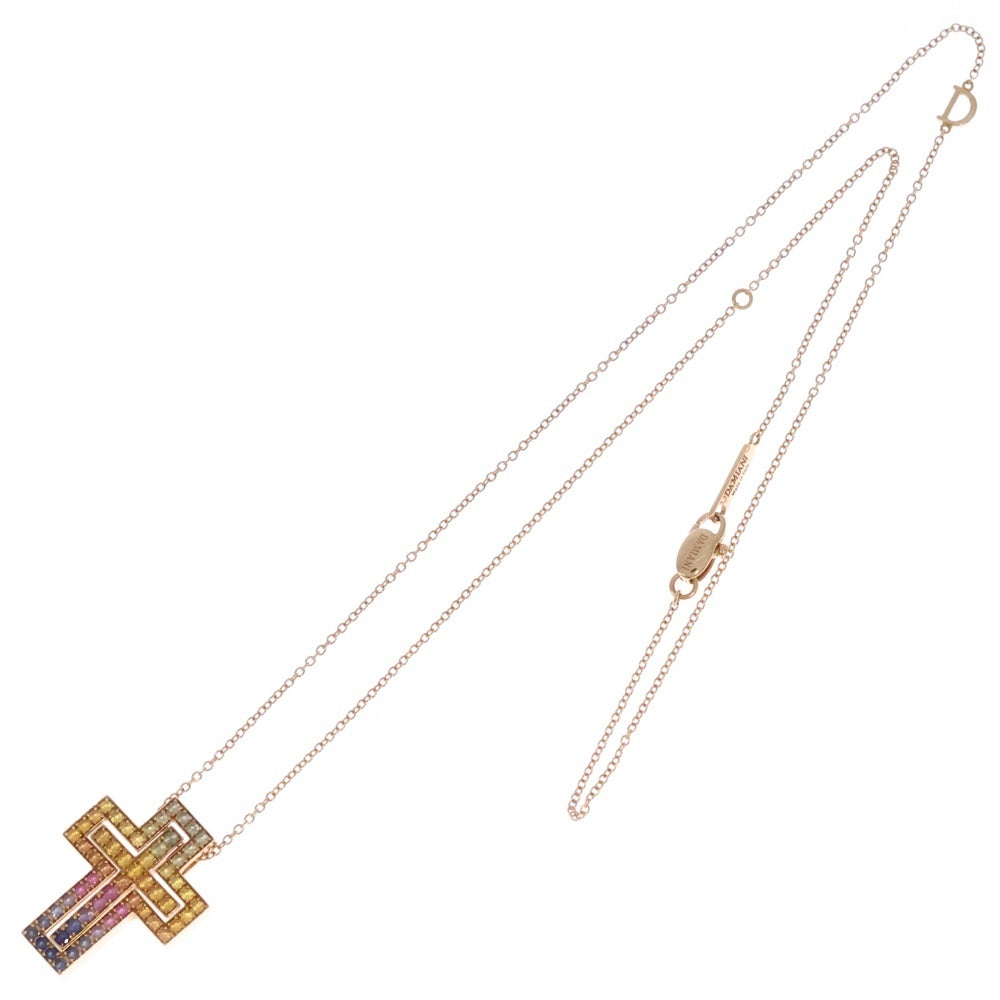 DAMIANI(ダミアーニ) ベルエポック M クロスネックレス ペンダント チェーン レインボー サファイア ピンクゴールド×マルチカラー 750PG レディース