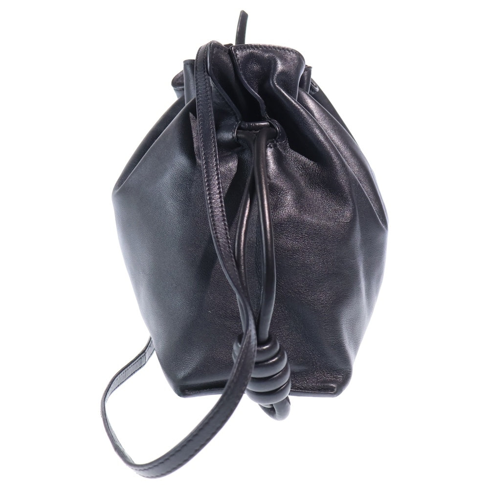 ENRIQUE LOEWE KNAPPE(エンリケ ロエベ ナッペ) フラメンコ ショルダーバッグ 巾着バッグ ブラック レザー レディース