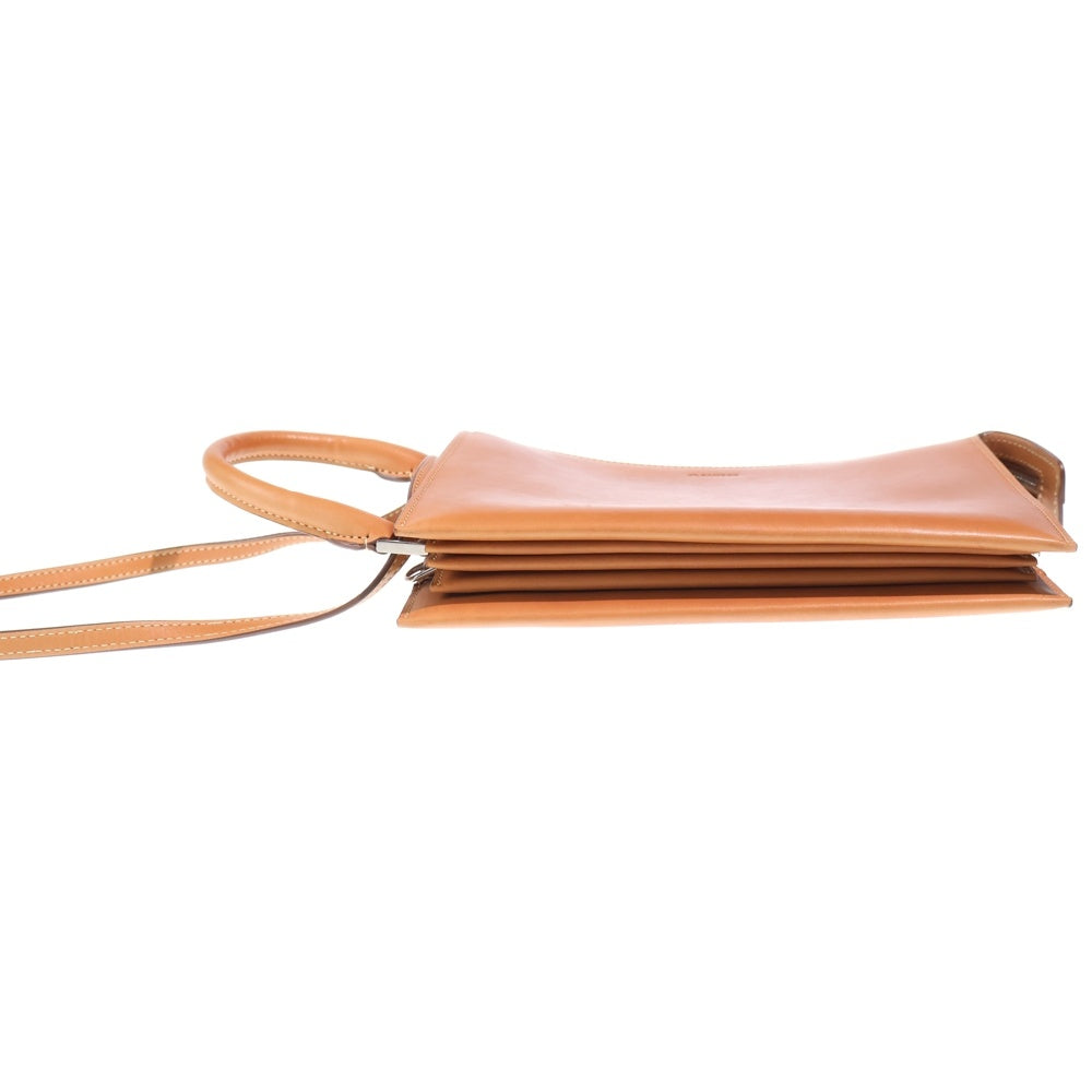 JIL SANDER NAVY(ジルサンダーネイビー) トゥーティー 2WAYバッグ ショルダーバッグ サコッシュ セカンドバッグ クラッチバッグ ケース ポーチ ブラウン レザー シルバー金具 レディース