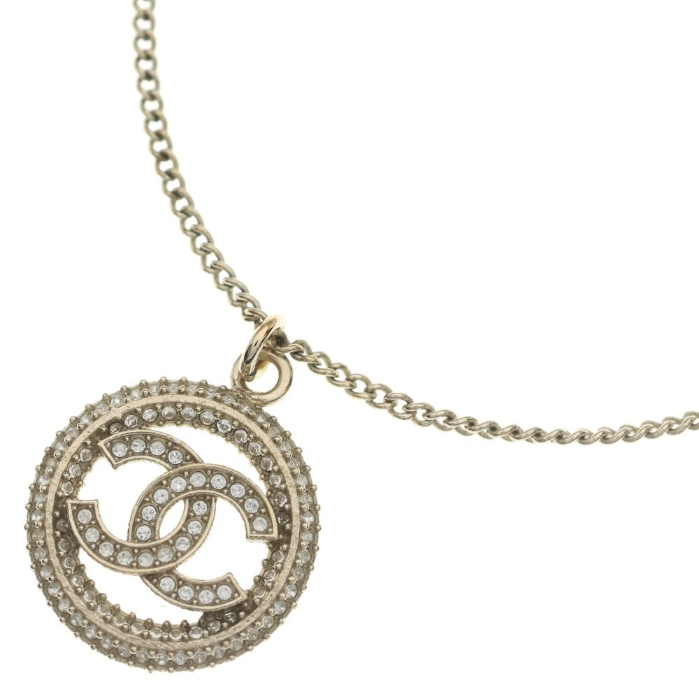 CHANEL(シャネル) ココマーク サークル ラインストーン ネックレス ペンダント チェーン ゴールド AB0653 レディース