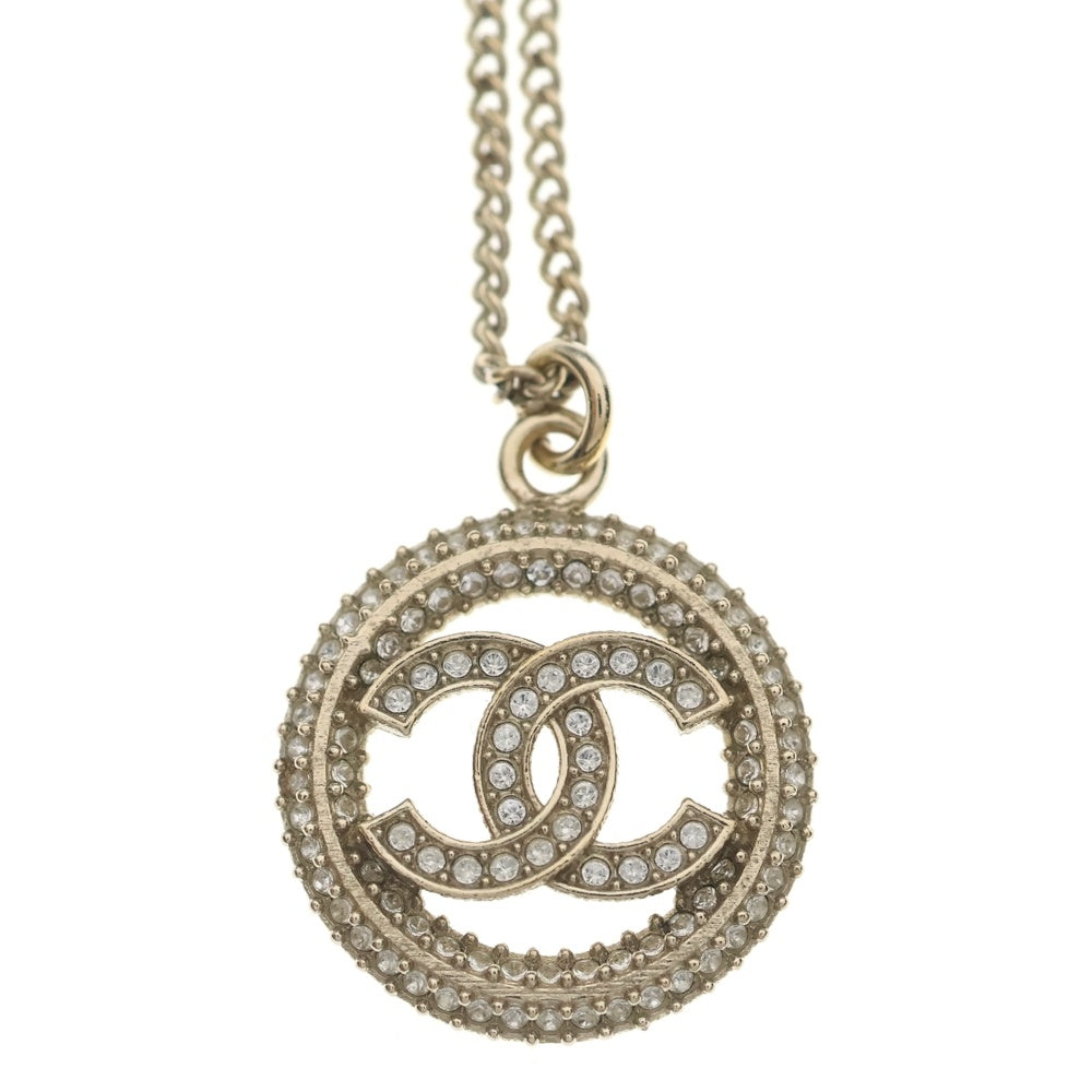 CHANEL(シャネル) ココマーク サークル ラインストーン ネックレス ペンダント チェーン ゴールド AB0653 レディース