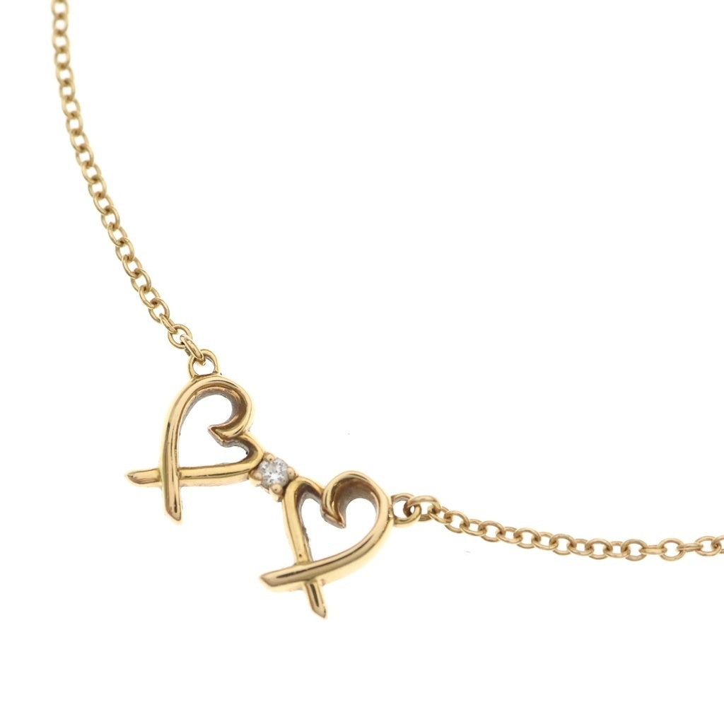 TIFFANY & Co.(ティファニー) ダブルラビングハート 1Pダイヤ ネックレス ペンダント チェーン ゴールド Au750YG レディース