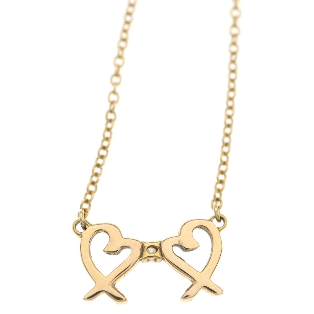 TIFFANY & Co.(ティファニー) ダブルラビングハート 1Pダイヤ ネックレス ペンダント チェーン ゴールド Au750YG レディース