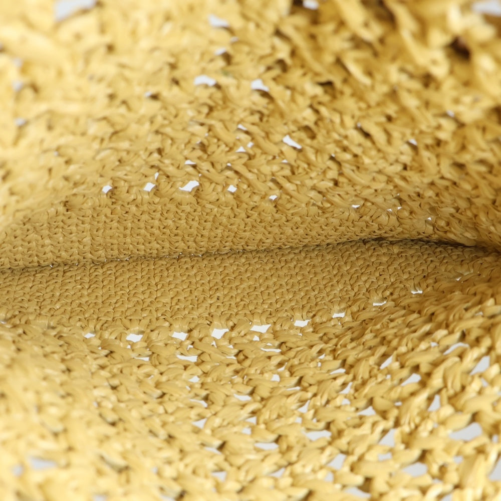 miumiu(ミュウミュウ) ロゴモチーフ ミニハンドバッグ 巾着バッグ ベージュ×ブラウン ウーブンファブリック 5ND016 ゴールド金具 レディース