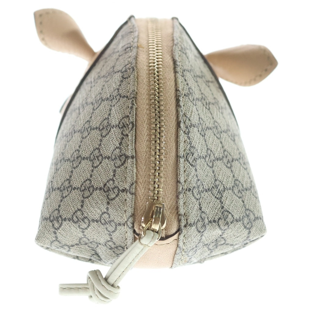 GUCCI(グッチ) GGプラス ピッグ コインケース 小物入れ ポーチ ベージュ PVC×レザー 256866 ゴールド金具 レディース