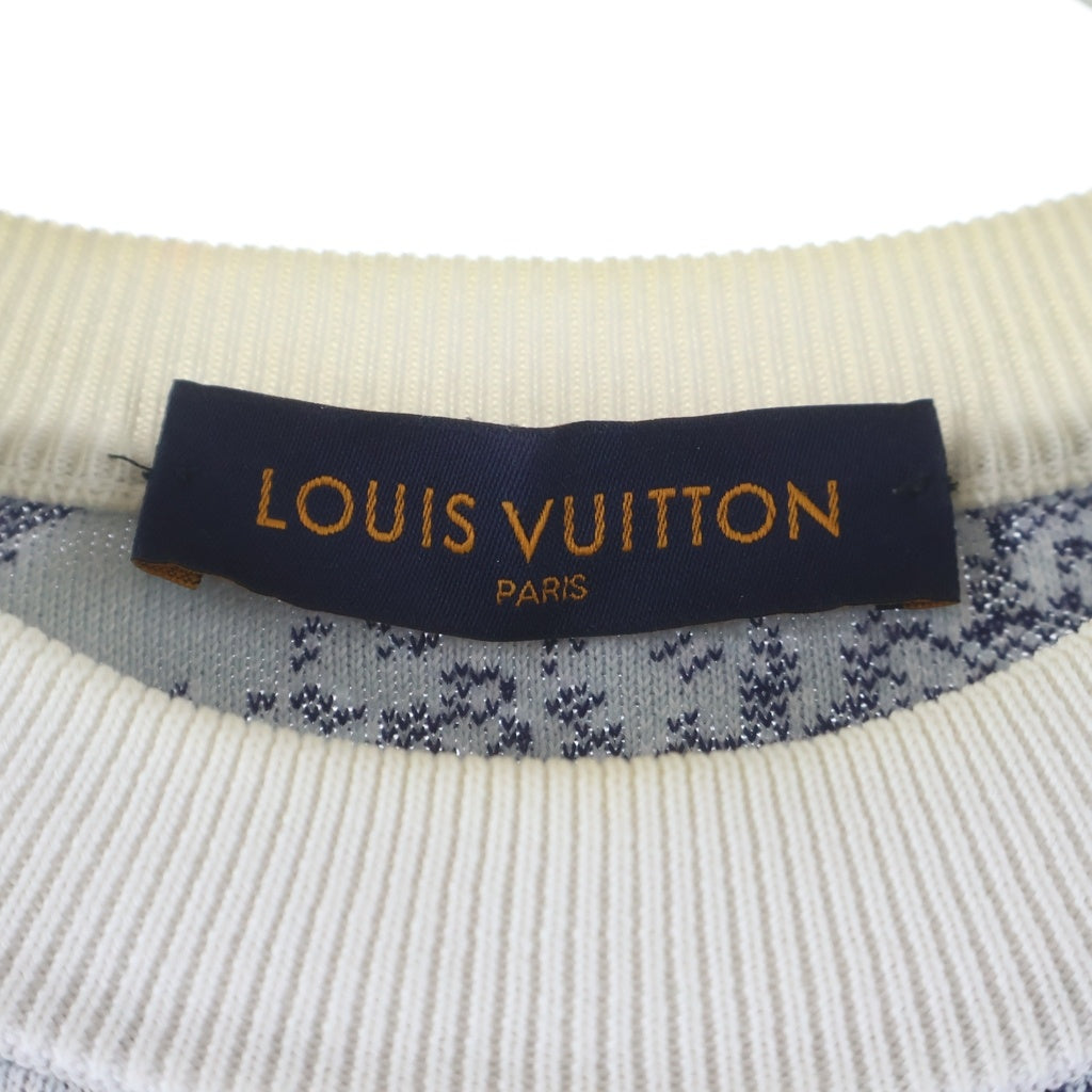 LOUIS VUITTON(ルイヴィトン) 22AW モノグラム バンダナ ジャガード クルーネック プルオーバー 長袖ニット セーター ホワイト/ブルー RM222M JL4 HNN24W
