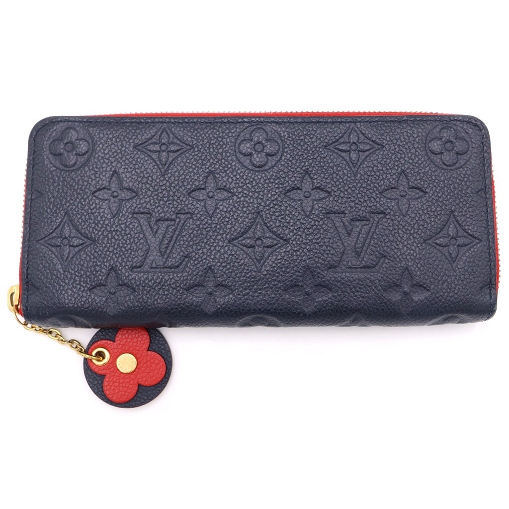 LOUIS VUITTON(ルイヴィトン) モノグラム アンプラント ポルトフォイユクレマンス マリーヌルージュ ロングウォレット 長財布 カードケース ネイビー×レッド レザー M63920 ゴールド金具 レディース