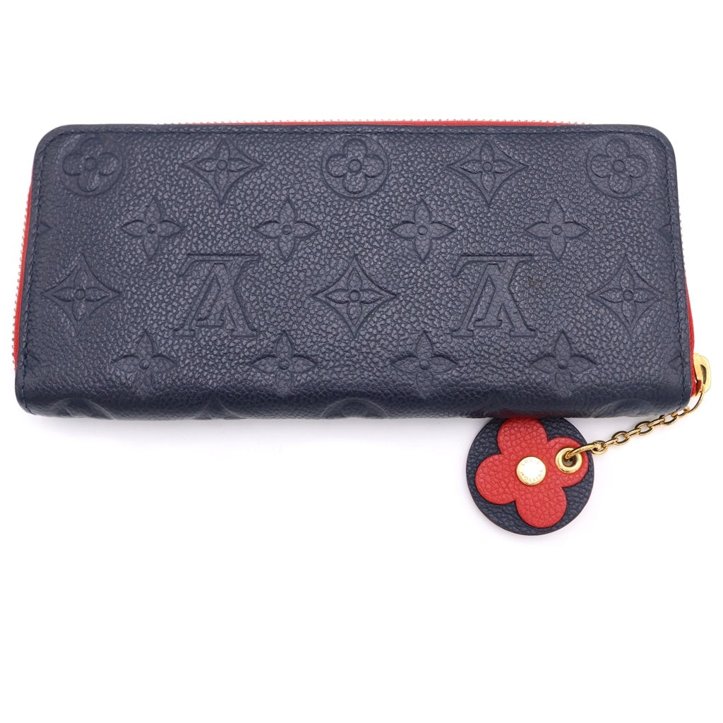 LOUIS VUITTON(ルイヴィトン) モノグラム アンプラント ポルトフォイユクレマンス マリーヌルージュ ロングウォレット 長財布 カードケース ネイビー×レッド レザー M63920 ゴールド金具 レディース