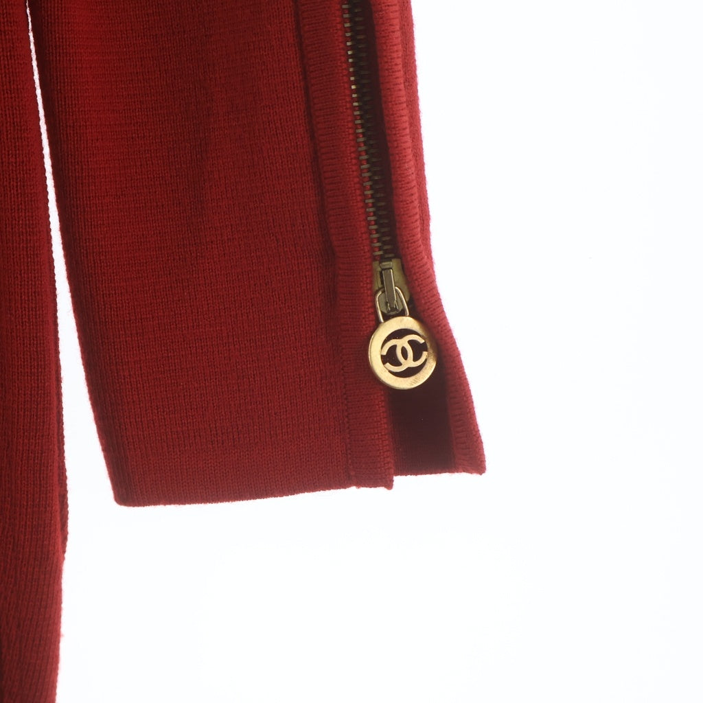 CHANEL(シャネル) ココマーク チェーンボタン バックジップ ウール ニット ロング ワンピース レッド レディース
