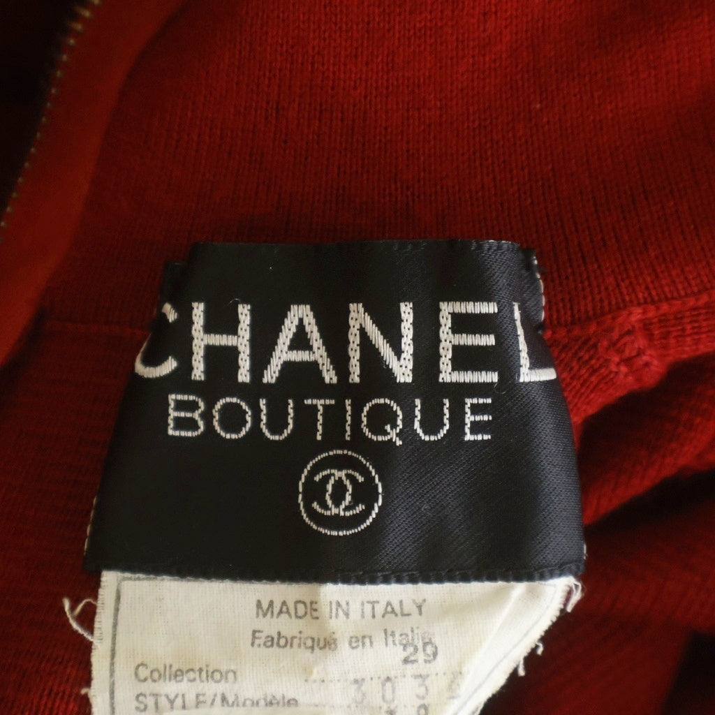 CHANEL(シャネル) ココマーク チェーンボタン バックジップ ウール ニット ロング ワンピース レッド レディース
