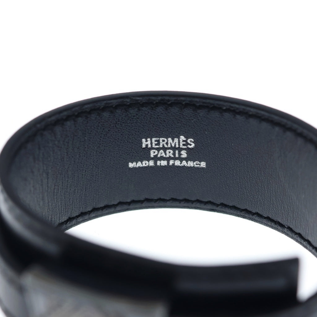 HERMES(エルメス) トゥアレグ アルテミス ブレスレット ブラック レザー シルバー金具 レディース