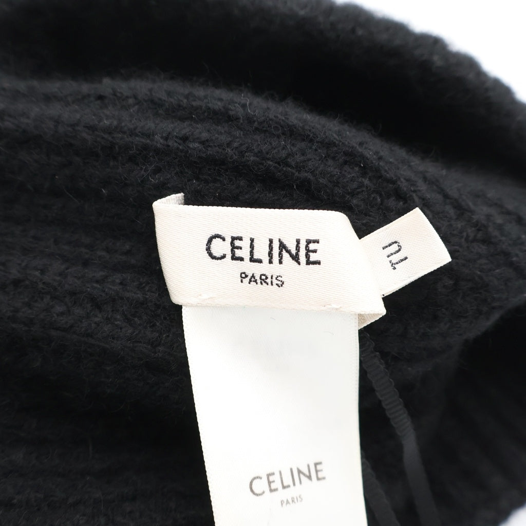 CELINE(セリーヌ) トリオンフロゴ カシミヤニットキャップ 帽子 ブラック 2AA32384D