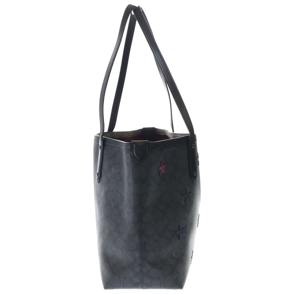 COACH(コーチ) シグネチャー PVC レザー スターモチーフ トートバッグ ブラック レディース