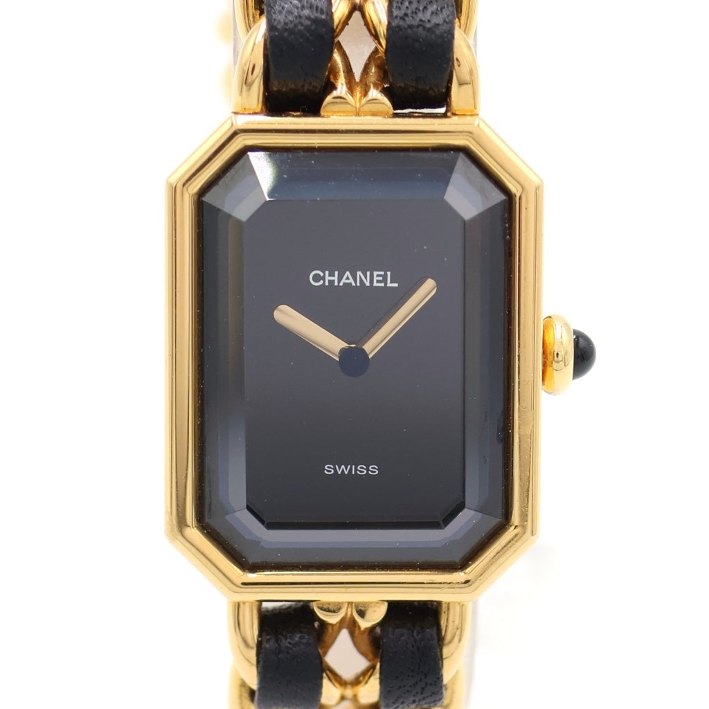 CHANEL(シャネル) プルミエールS 黒文字盤 GP×レザー/QZ クォーツ 電池式 腕時計 H0001