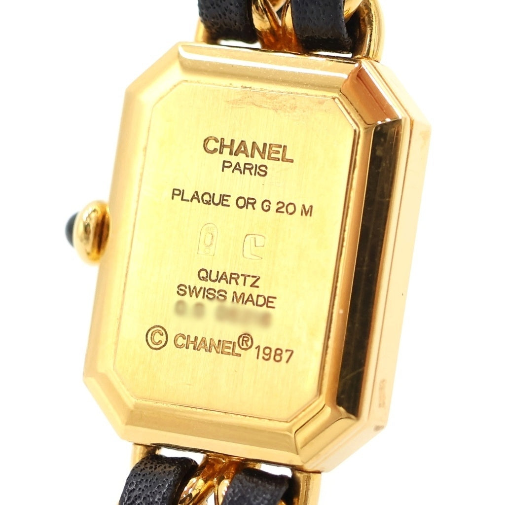 CHANEL(シャネル) プルミエールS 黒文字盤 GP×レザー/QZ クォーツ 電池式 腕時計 H0001