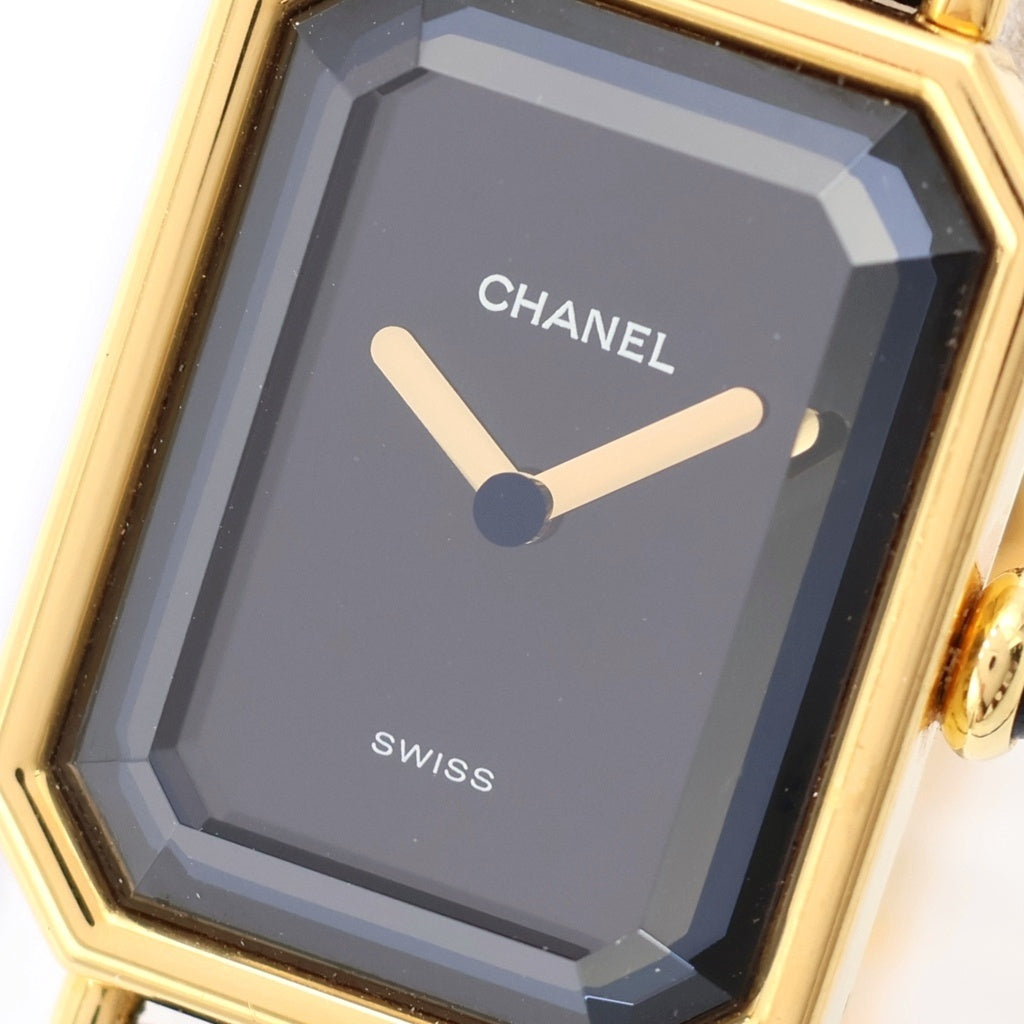 CHANEL(シャネル) プルミエールS 黒文字盤 GP×レザー/QZ クォーツ 電池式 腕時計 H0001