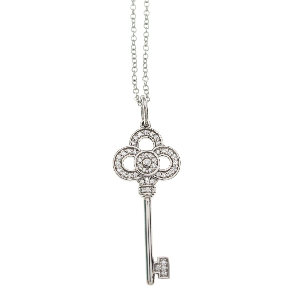 TIFFANY & Co.(ティファニー) フルールドリス キー ダイヤ ネックレス ペンダント チェーン ホワイトゴールド 750WG レディース