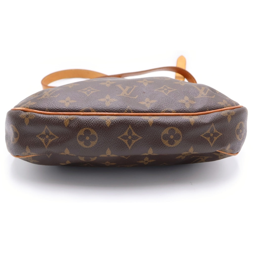 LOUIS VUITTON(ルイヴィトン) モノグラム オデオンPM ショルダーバッグ ブラウン レザー×PVC M56390 ゴールド金具 レディース