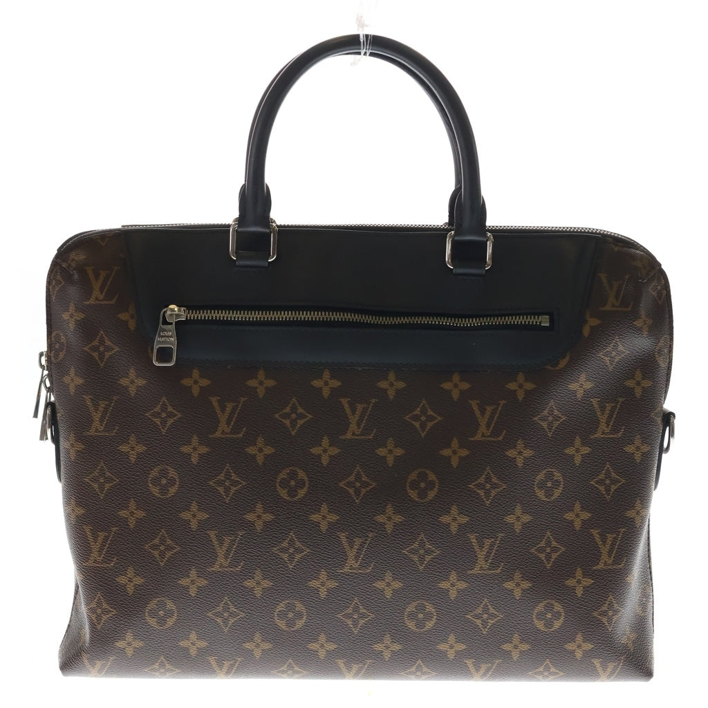 LOUIS VUITTON(ルイヴィトン) ポルトドキュマン ジュール NM モノグラムマカサー PVC レザー 2WAY ハンド ショルダー ビジネスバッグ シルバー金具 ブラウン/ブラック M54019