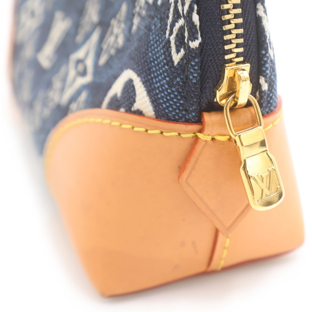 LOUIS VUITTON(ルイヴィトン) since1854 ポシェットコスメティック ポーチ ケース ネイビー×ブラウン レザー×キャンバス M80307 ゴールド金具