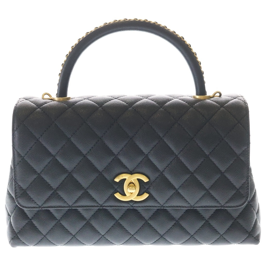 CHANEL(シャネル) ココハンドル29 2WAYチェーンショルダーバッグ ハンドバッグ ブラック キャビアスキン ゴールド金具 レディース