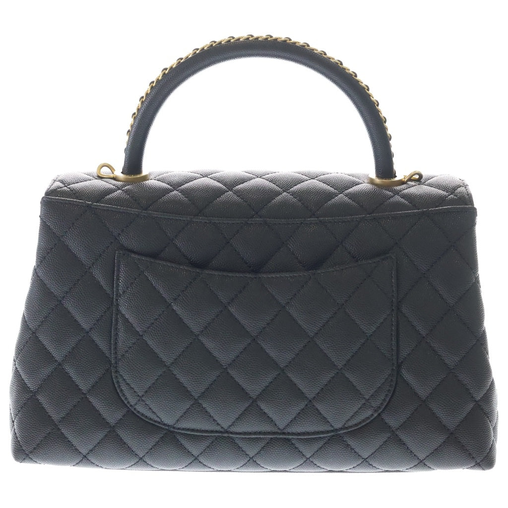 CHANEL(シャネル) ココハンドル29 2WAYチェーンショルダーバッグ ハンドバッグ ブラック キャビアスキン ゴールド金具 レディース