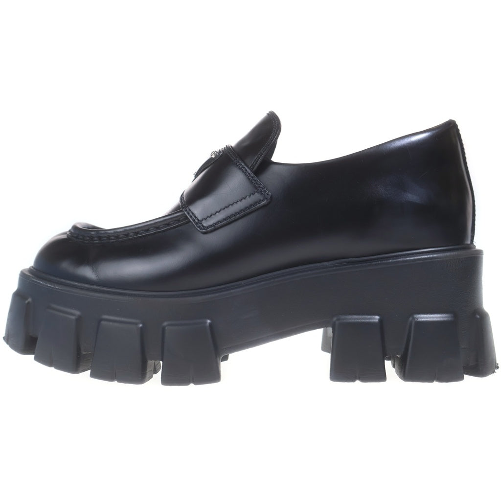 PRADA(プラダ) プラダ モノリス トライアングルロゴ レザーローファー ブラック 36 1/2 649 レディース