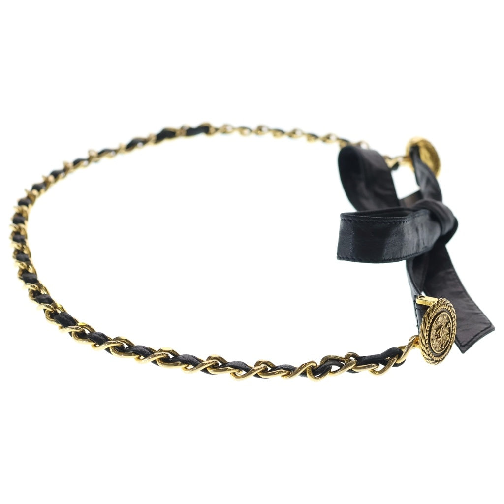CHANEL(シャネル) ココマーク コイン チェーン レザー ベルト ゴールド/ブラック レディース