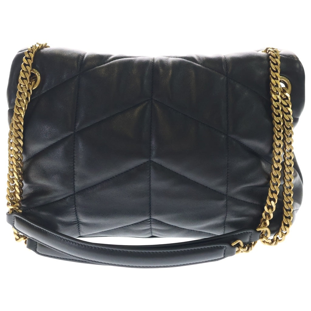SAINT LAURENT PARIS(サンローランパリ) ルル パファー チェーンショルダーバッグ ブラック レザー ラムスキン 577476 ゴールド金具 レディース