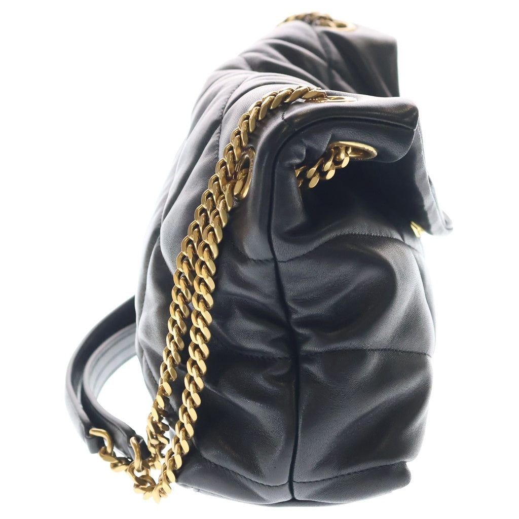 SAINT LAURENT PARIS(サンローランパリ) ルル パファー チェーンショルダーバッグ ブラック レザー ラムスキン 577476 ゴールド金具 レディース