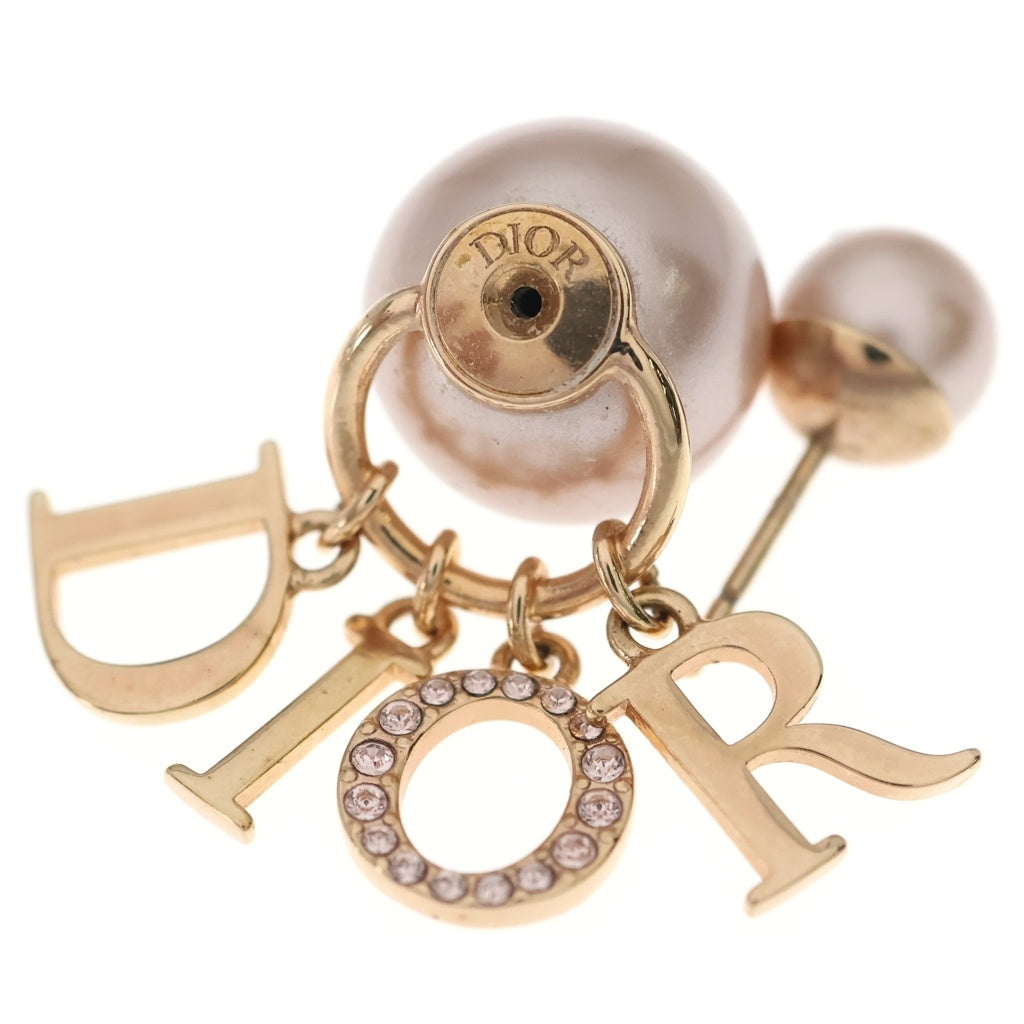 Christian Dior(クリスチャンディオール) ロゴ フェイクパール ラインストーン トライバル ピアス ゴールド レディース
