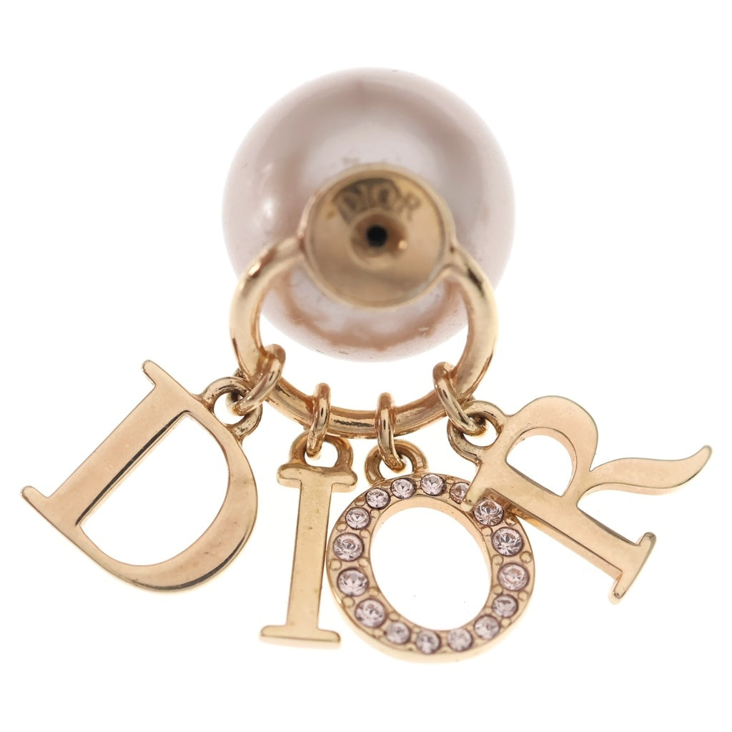Christian Dior(クリスチャンディオール) ロゴ フェイクパール ラインストーン トライバル ピアス ゴールド レディース