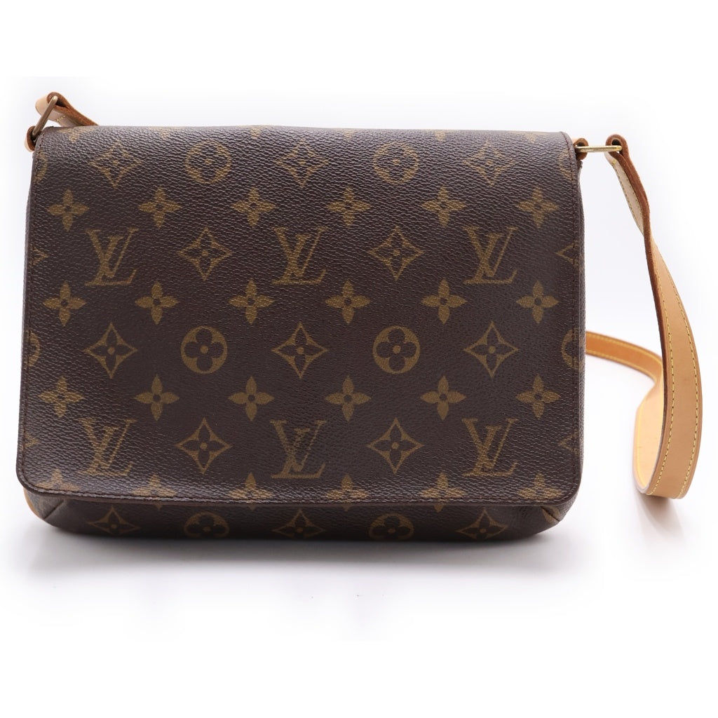 LOUIS VUITTON(ルイヴィトン) モノグラム ミュゼットタンゴ ショルダーバッグ ブラウン レザー×PVC M51257 ゴールド金具 レディース