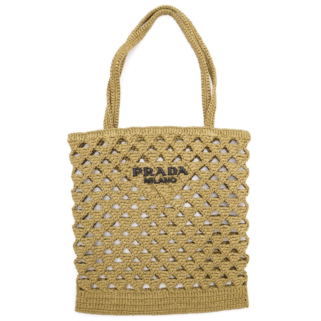 PRADA(プラダ) ラフィア ハンドバッグ トートバッグ カーキ 1BG493 レディース