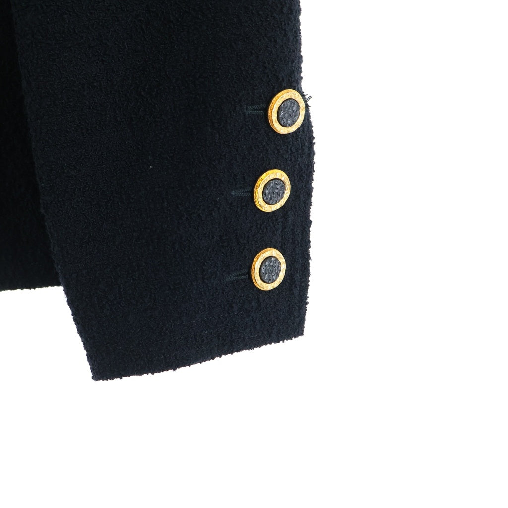 CHANEL(シャネル) ウールツイード 5B ノーカラー ジャケット ブラック レディース