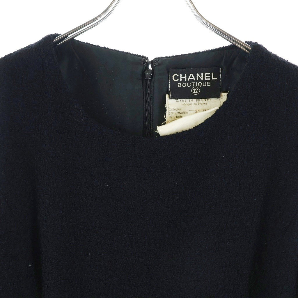 CHANEL(シャネル) ウール ツイード ノースリーブ ロング ワンピース ブラック レディース