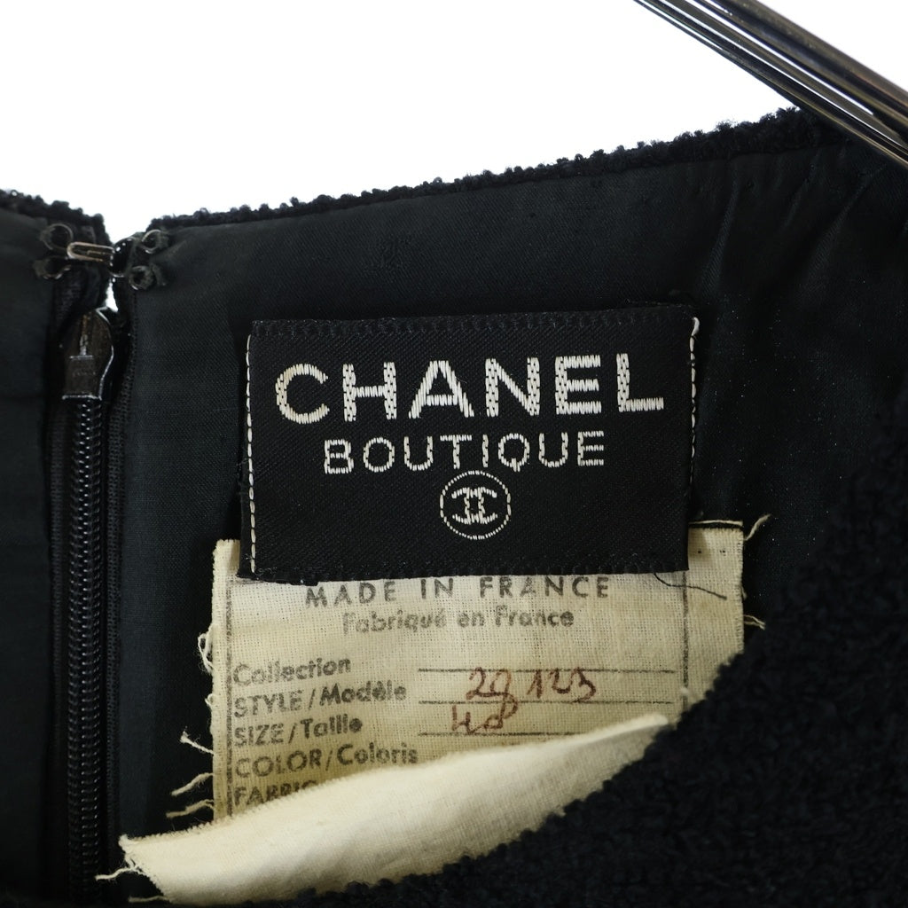 CHANEL(シャネル) ウール ツイード ノースリーブ ロング ワンピース ブラック レディース