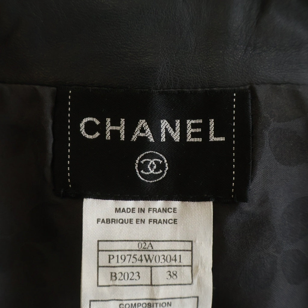 CHANEL(シャネル) 02A ココマーク ラムスキン レザー ジップアップ ベスト ダークグレー レディース P19754W03041