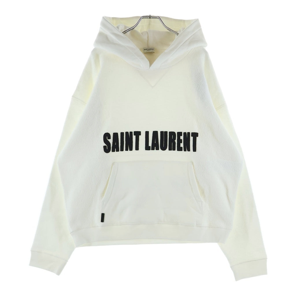 SAINT LAURENT PARIS(サンローランパリ) ロゴプリント インサイドアウト プルオーバー スウェット パーカー フーディ ホワイト 729852 レディース