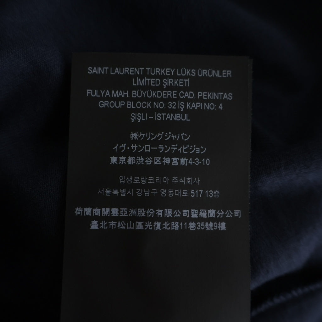 SAINT LAURENT PARIS(サンローランパリ) リバースロゴプリント クルーネック 半袖 Tシャツ カットソー ネイビー 663278 レディース
