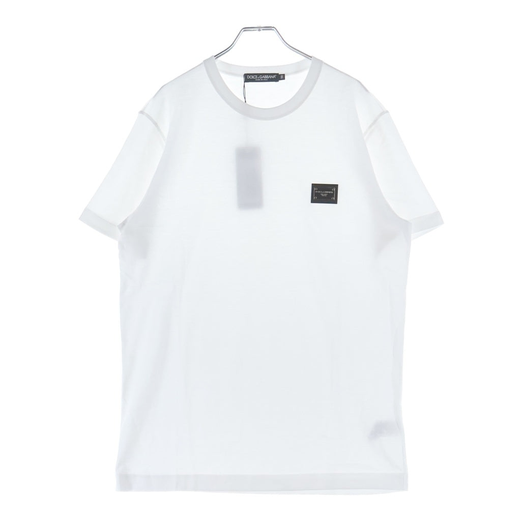 DOLCE & GABBANA(ドルチェアンドガッバーナ) メタルロゴプレート クルーネック 半袖Tシャツ カットソー ホワイト G8PT1T/G7F2I レディース