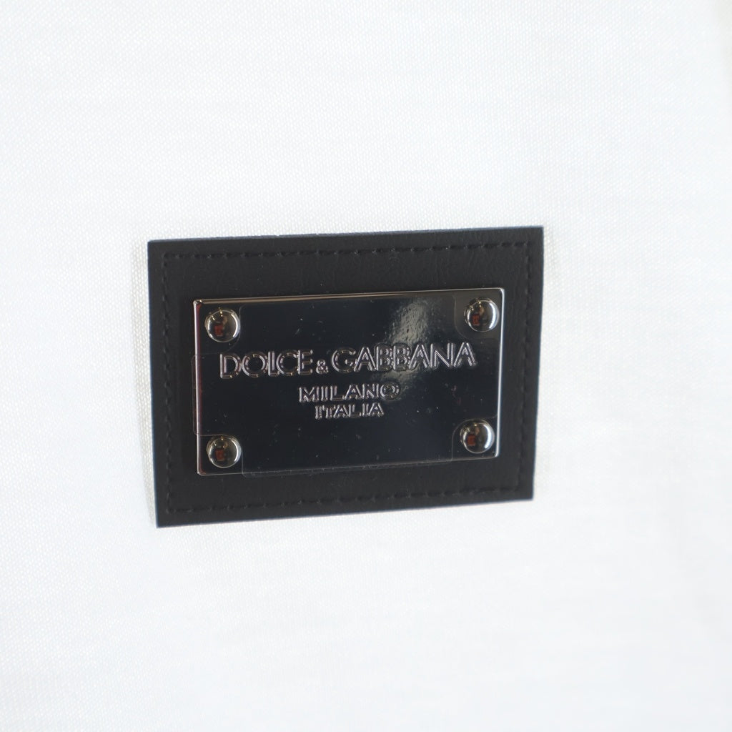 DOLCE & GABBANA(ドルチェアンドガッバーナ) メタルロゴプレート クルーネック 半袖Tシャツ カットソー ホワイト G8PT1T/G7F2I レディース