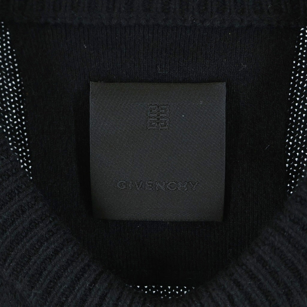 GIVENCHY(ジバンシィ) 23SS カレッジロゴ刺繍 クルーネック カシミヤ混 ウール 長袖 ニット セーター ブラック BM90KX4YC6 レディース