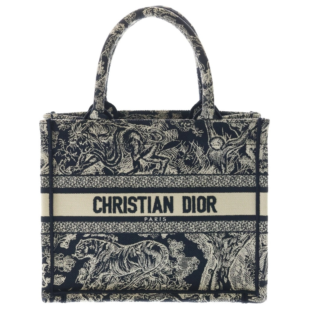 Christian Dior(クリスチャンディオール) ブックトート スモール トワル ドゥ ジュイ エンブロイダリー ミニトートバッグ ハンドバッグ ネイビー レディース