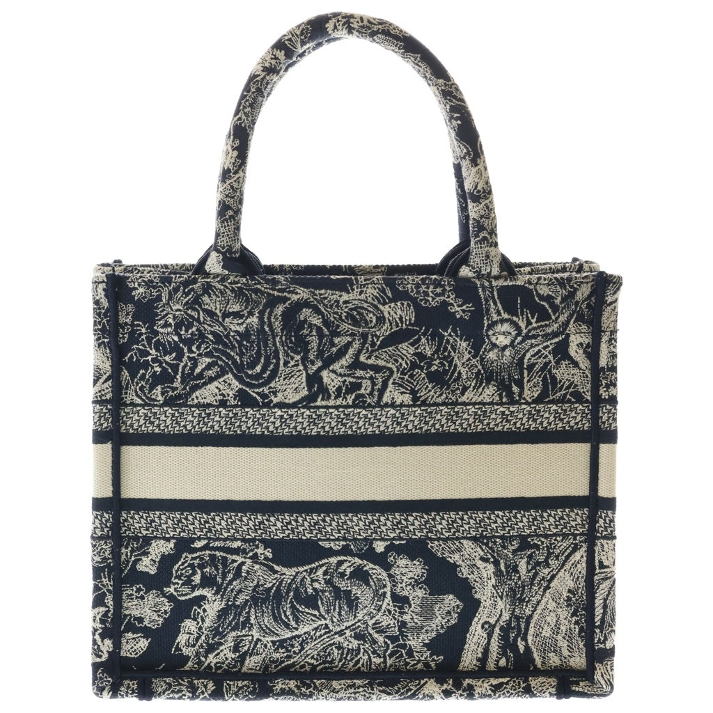 Christian Dior(クリスチャンディオール) ブックトート スモール トワル ドゥ ジュイ エンブロイダリー ミニトートバッグ ハンドバッグ ネイビー レディース