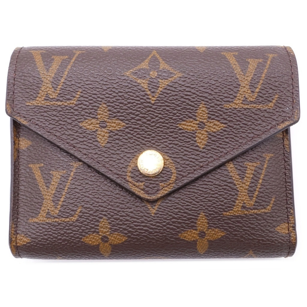 LOUIS VUITTON(ルイヴィトン) モノグラム ポルトフォイユ・ヴィクトリーヌ ローズバレリーヌ コンパクトウォレット 三つ折り財布 コインケース ブラウン×ピンク レザー M62360 ゴールド金具 レディース