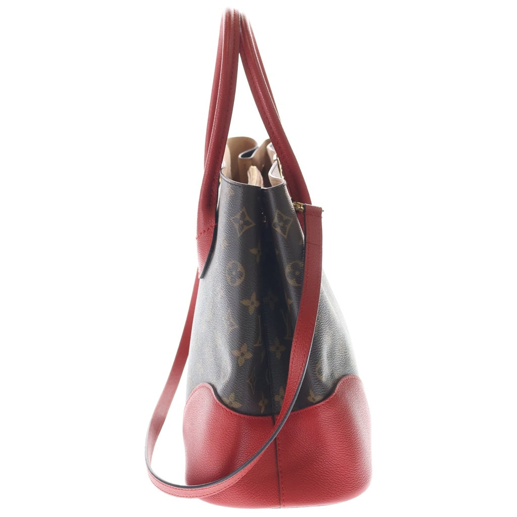 LOUIS VUITTON(ルイヴィトン) モノグラム フランドリン 2WAYバッグ トートバッグ ハンドバッグ ショルダーバッグ ブラウン×レッド レザー×PVC M41596 ゴールド金具 レディース