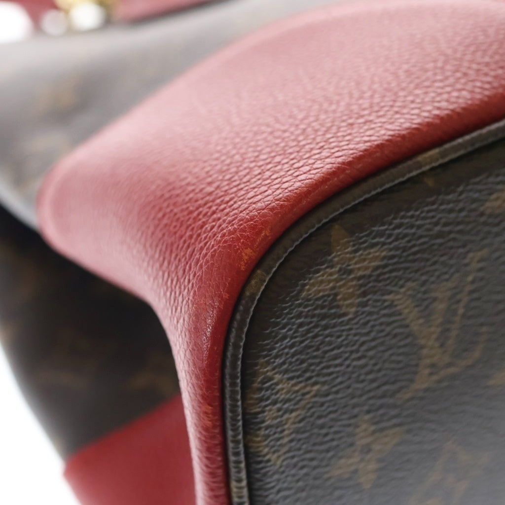 LOUIS VUITTON(ルイヴィトン) モノグラム フランドリン 2WAYバッグ トートバッグ ハンドバッグ ショルダーバッグ ブラウン×レッド レザー×PVC M41596 ゴールド金具 レディース