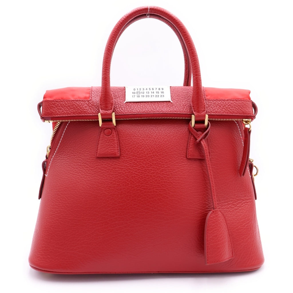 MM6 Maison Margiela(エムエムシックスメゾンマルジェラ) 5AC ミディアム 2WAYバッグ ハンドバッグ ショルダーバッグ レッド レザー ゴールド金具 レディース